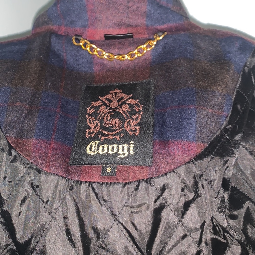 COOGI  vintage Women’s Plaid Wool Blend Coat Outerwear Long Jacket - Picture 9 of 11
